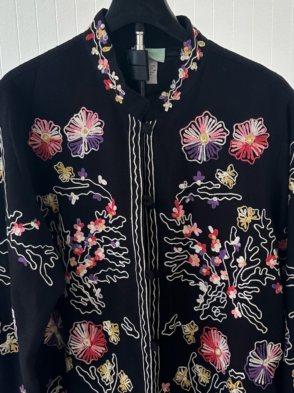 Christopher & Banks Black Floral Embroidered Jacket
